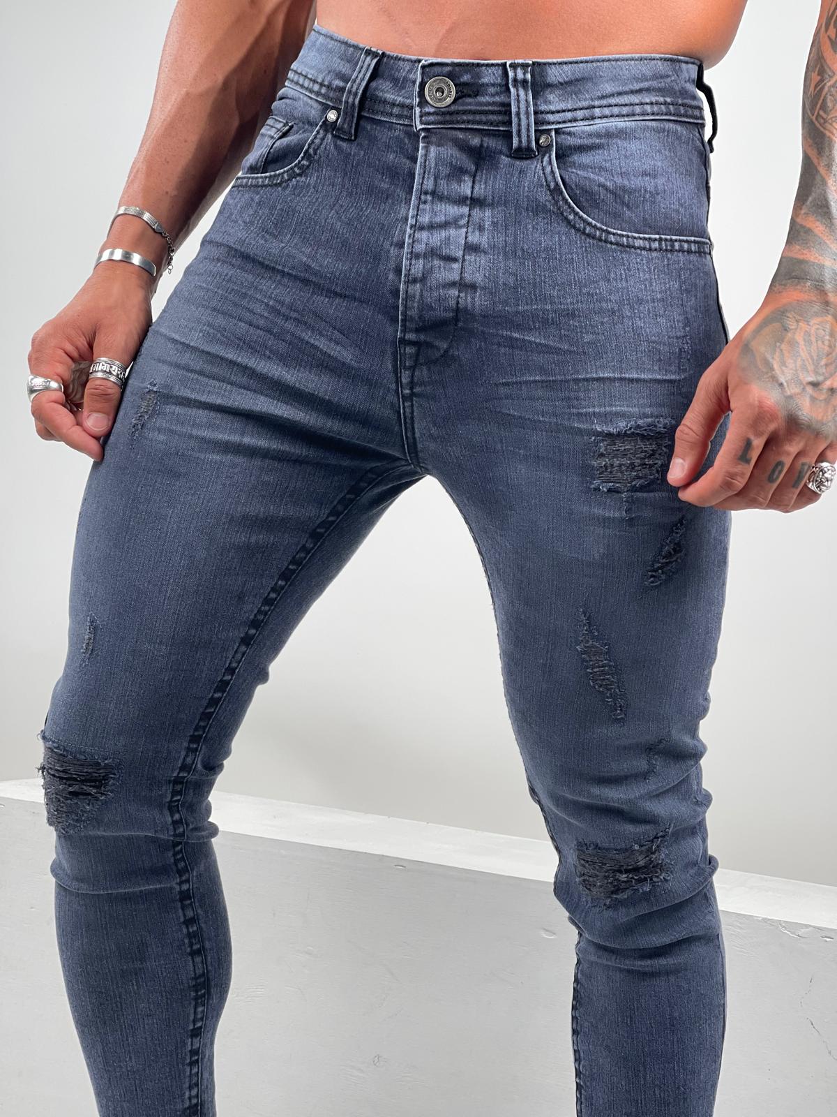 Distressed Dark Gray Skinny Jeans – S-165