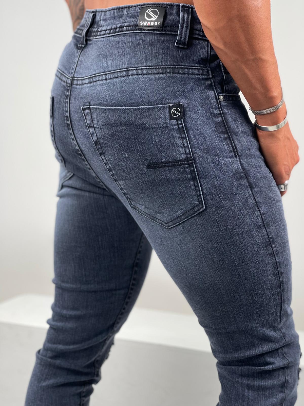 Distressed Dark Gray Skinny Jeans – S-165