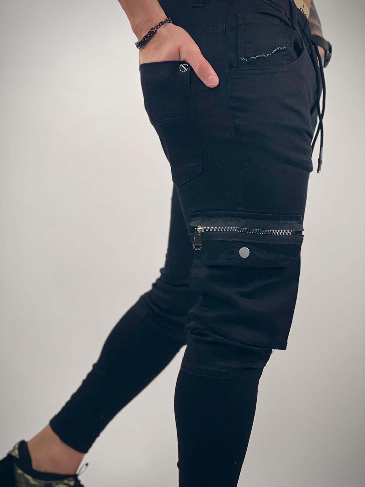 Black Denim Jogger Cargo – EM-15