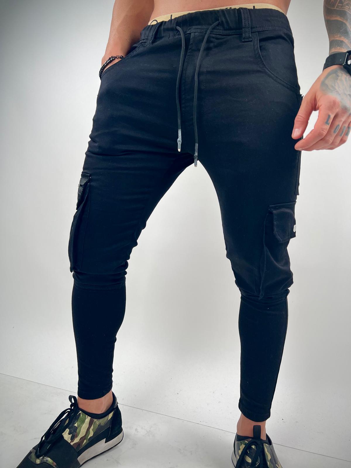 Black Denim Jogger Cargo – EM-15