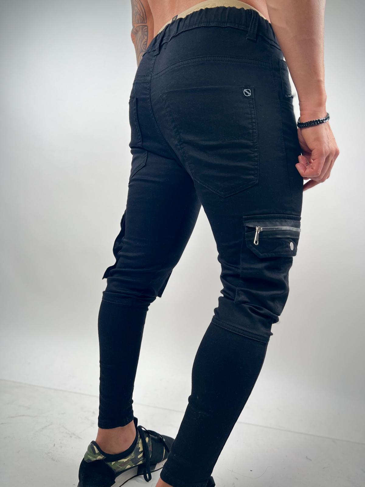 Black Denim Jogger Cargo – EM-15