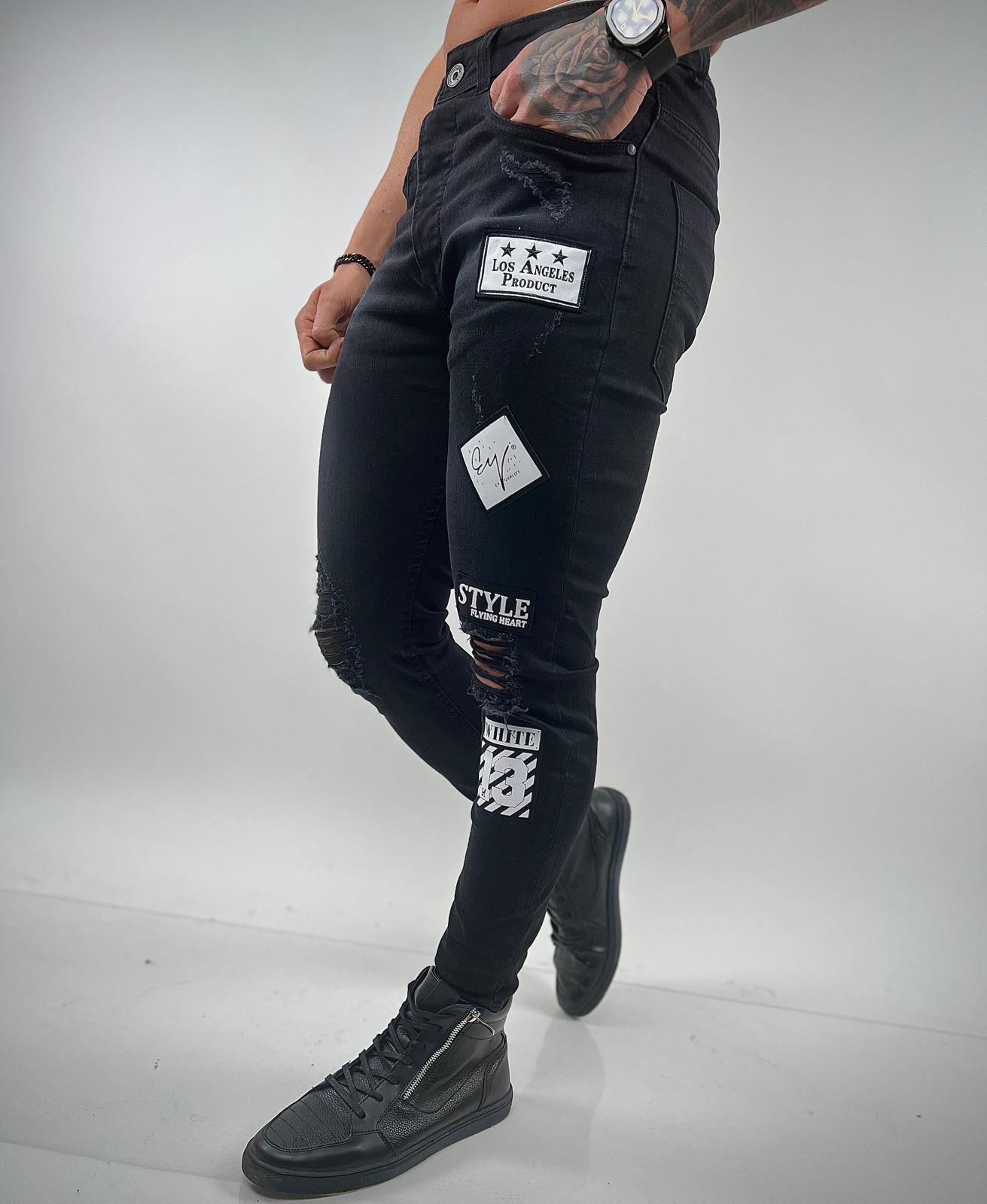 Black Patched & Distressed Denim – S-207