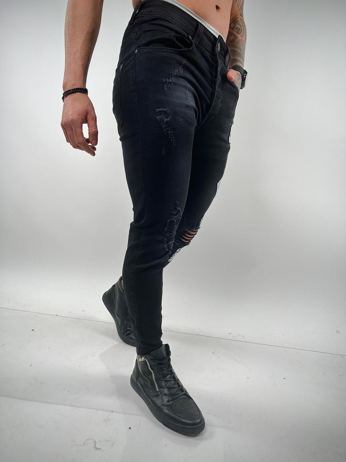 Black Patched & Distressed Denim – S-207