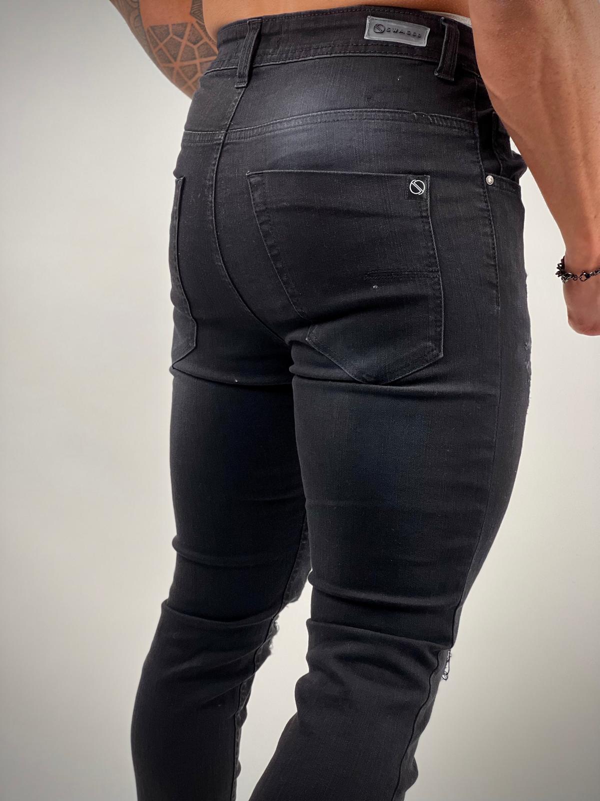 Black Patched & Distressed Denim – S-207
