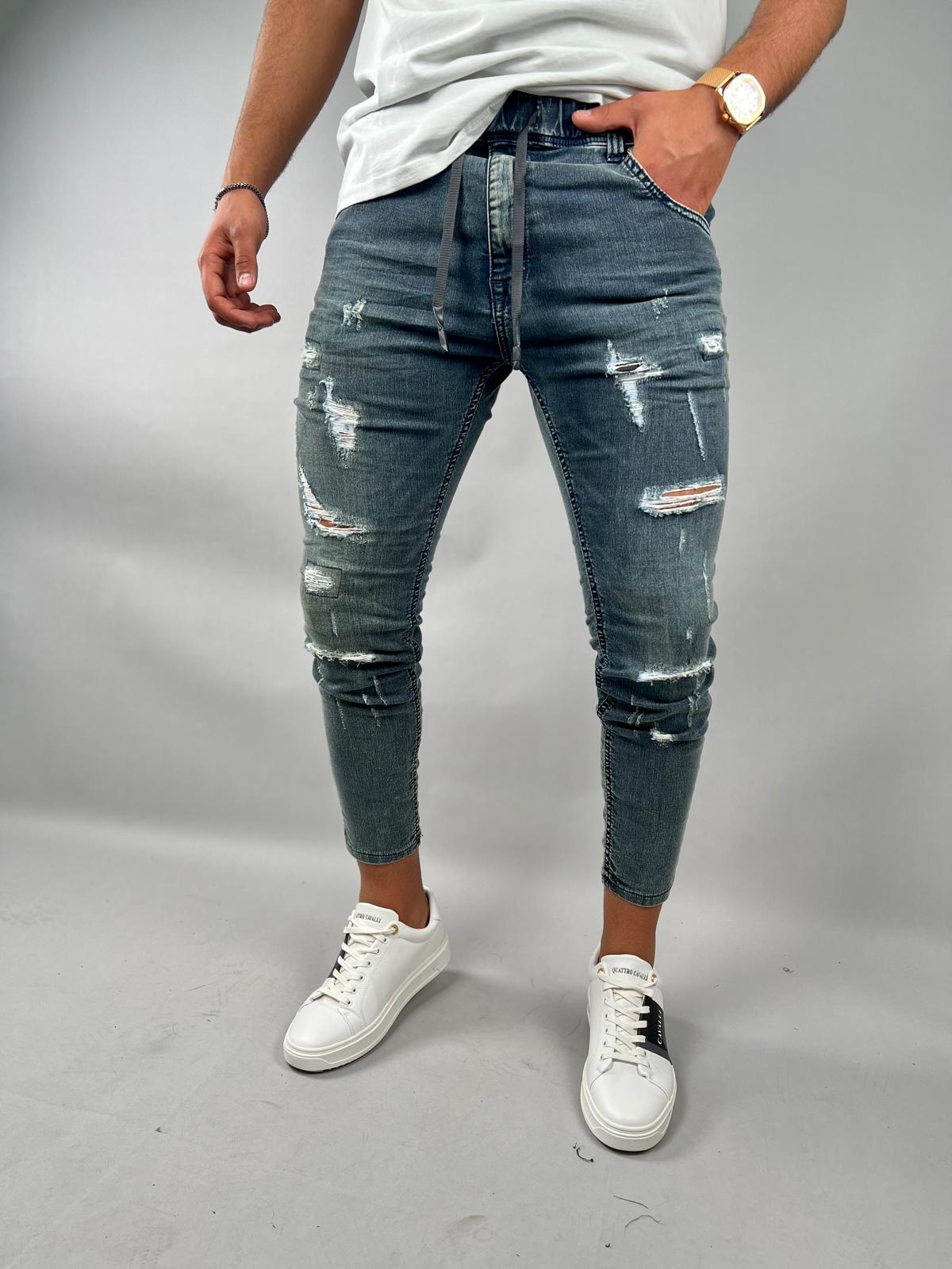 Blue Washed Jogger Jeans – S-218