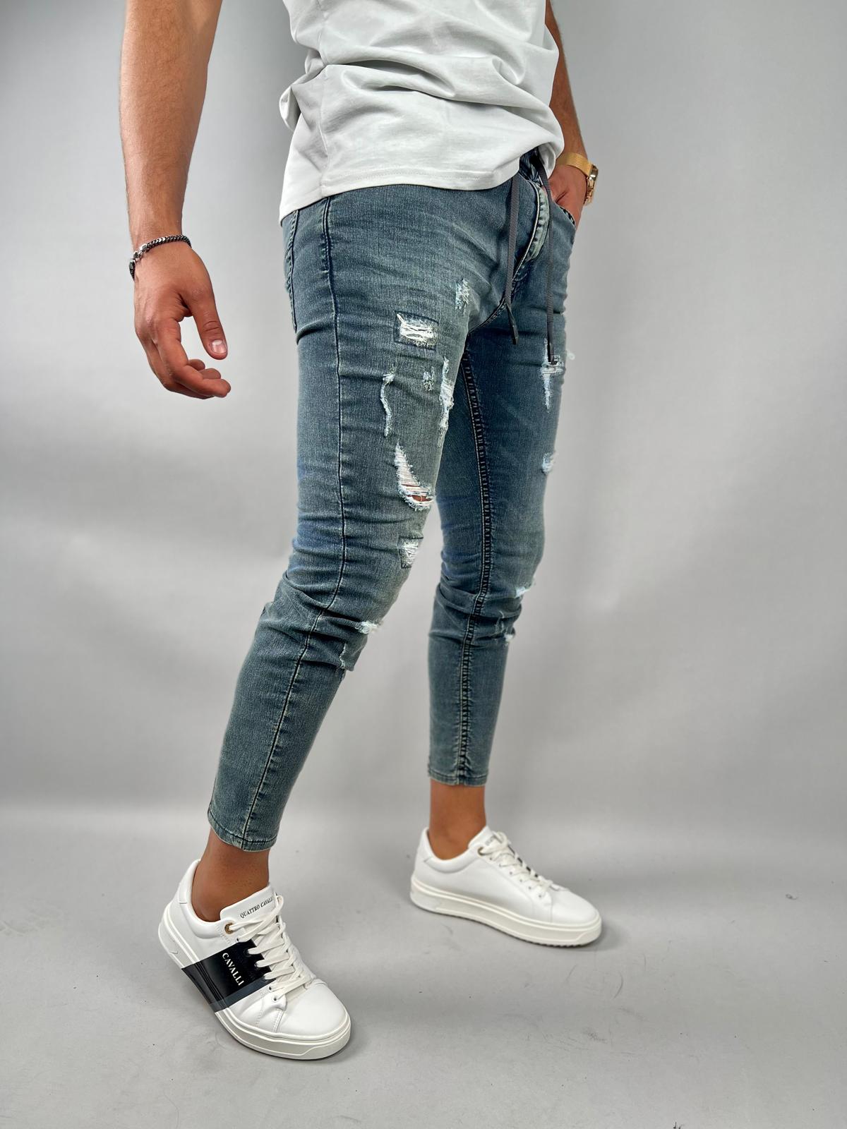 Blue Washed Jogger Jeans – S-218