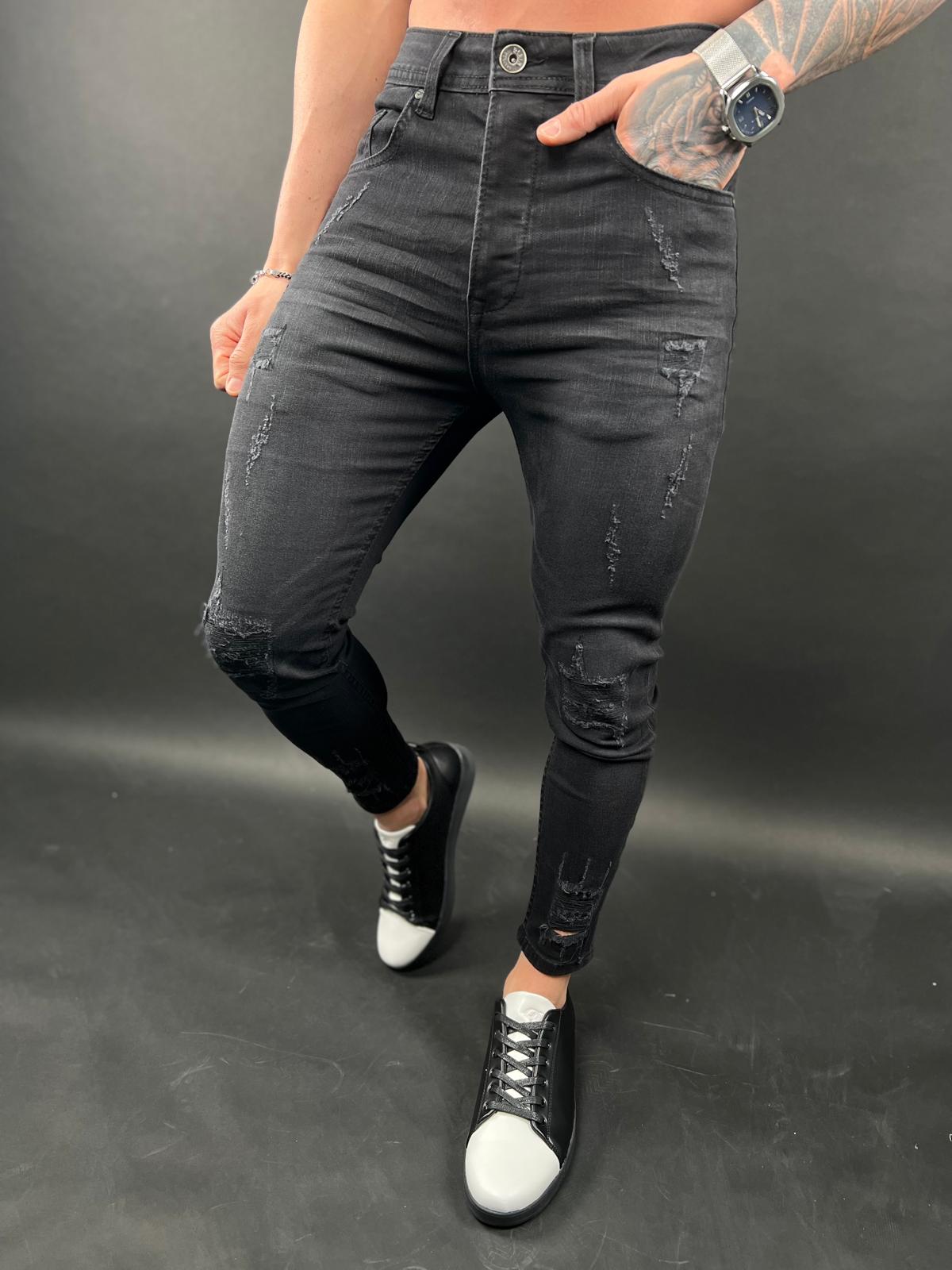Black Distressed Skinny Jeans – S-208