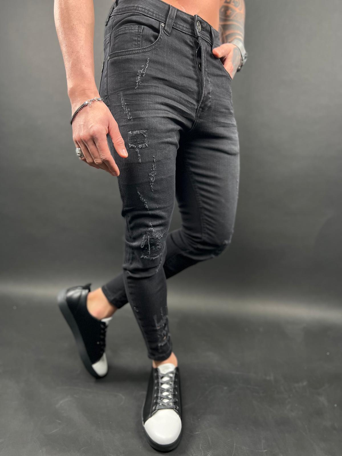 Black Distressed Skinny Jeans – S-208