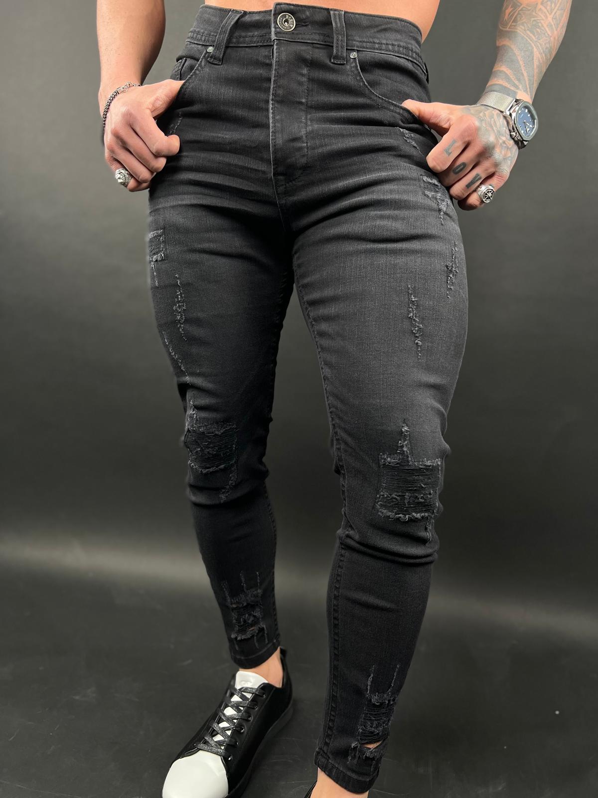 Black Distressed Skinny Jeans – S-208