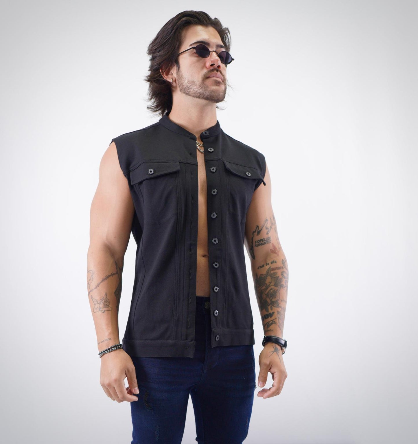 Black Jersey Streetwear Vest – Full Lycra Comfort