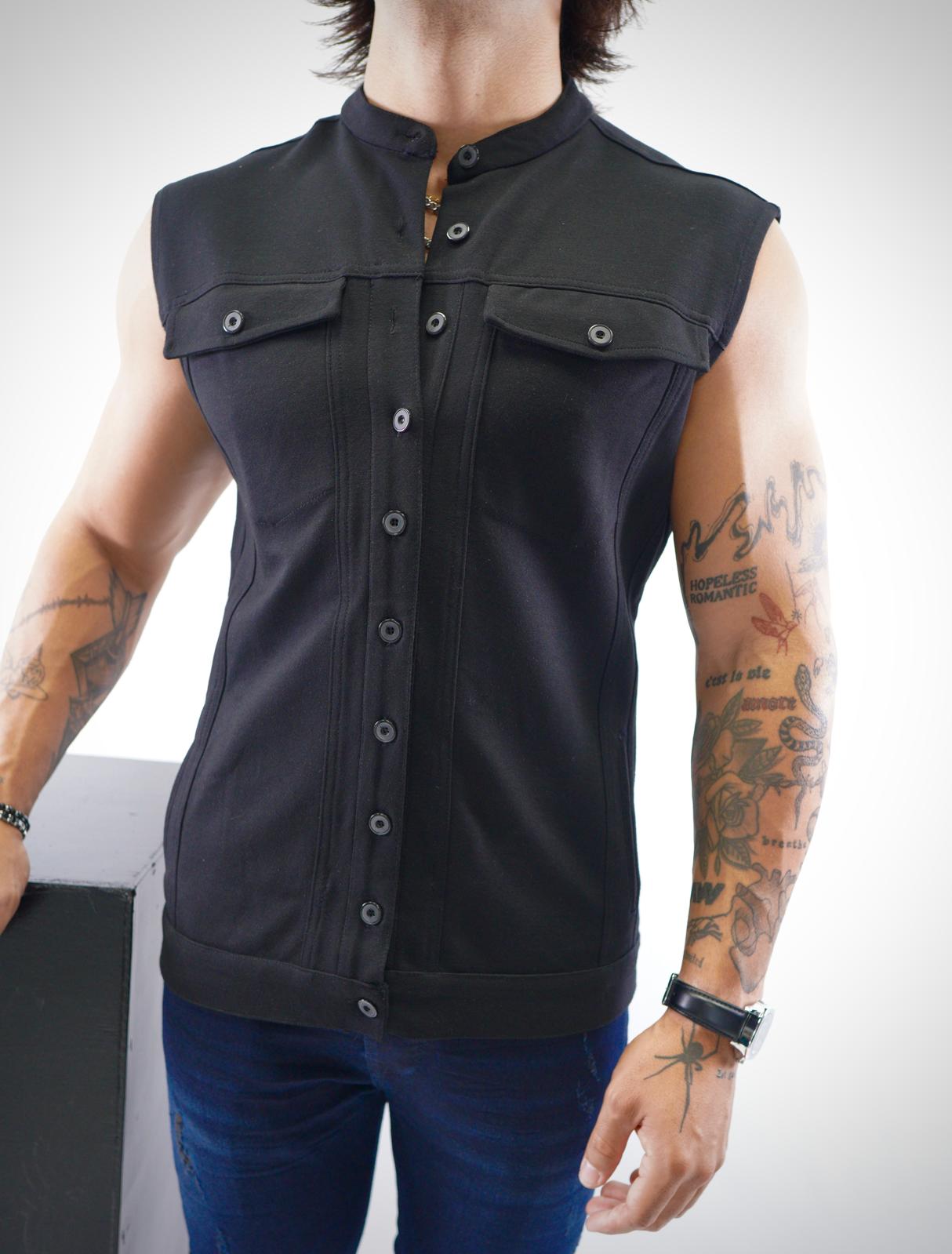 Black Jersey Streetwear Vest – Full Lycra Comfort