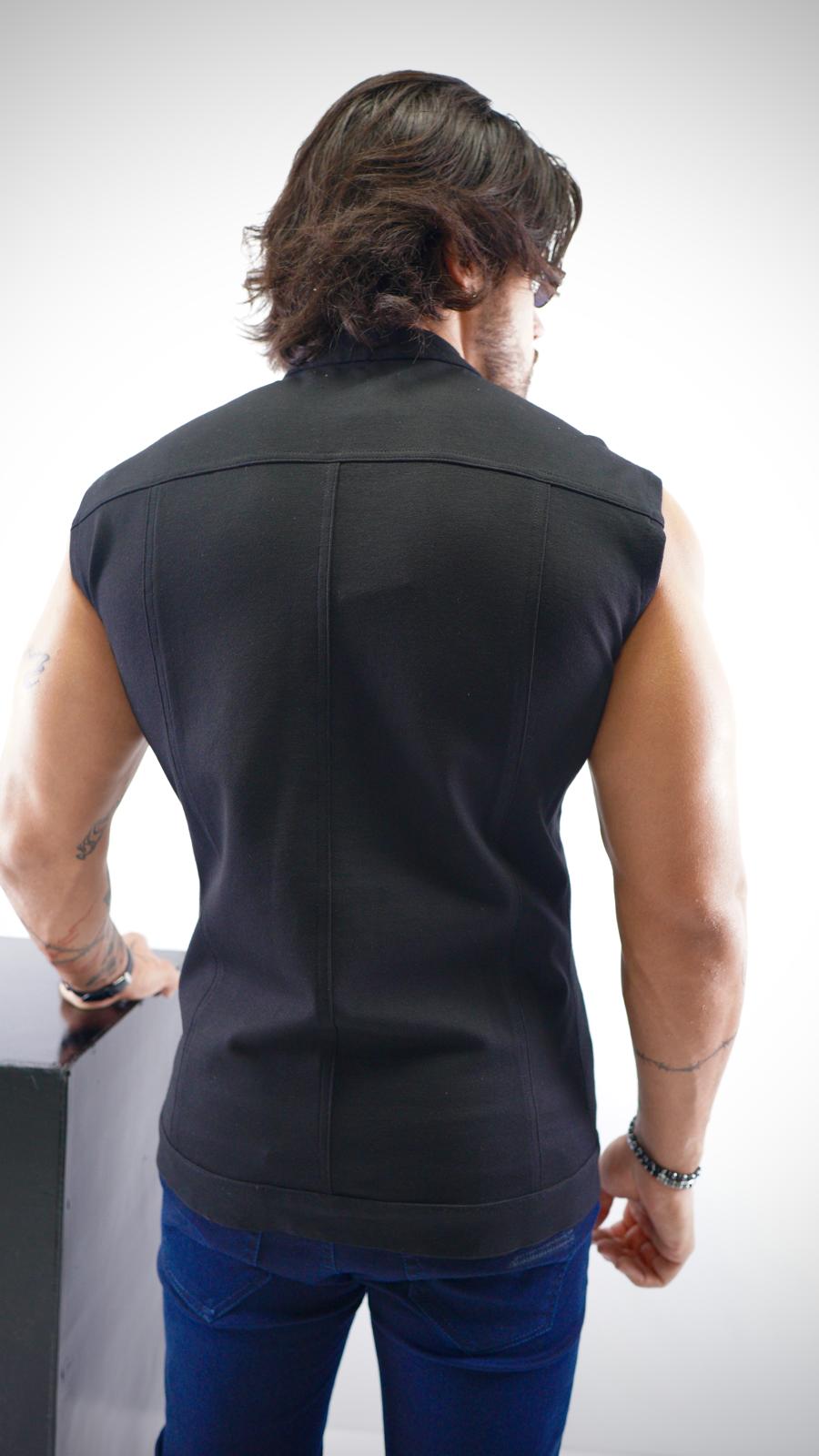 Black Jersey Streetwear Vest – Full Lycra Comfort