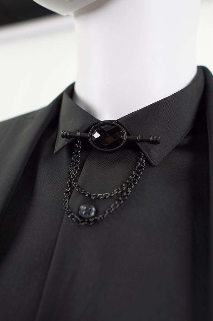 SWAG69 Black Diamond Collar Chain Brooch, black colorway