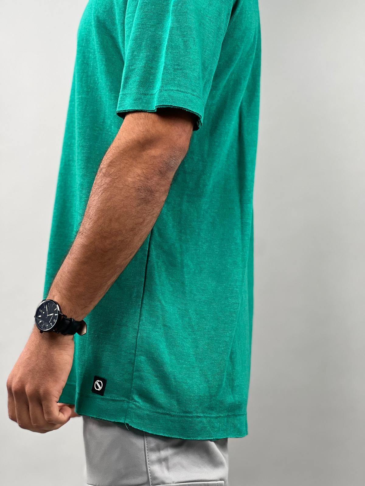 Linen shirt for men with an open neck  in an innovative design-Mielo Collection