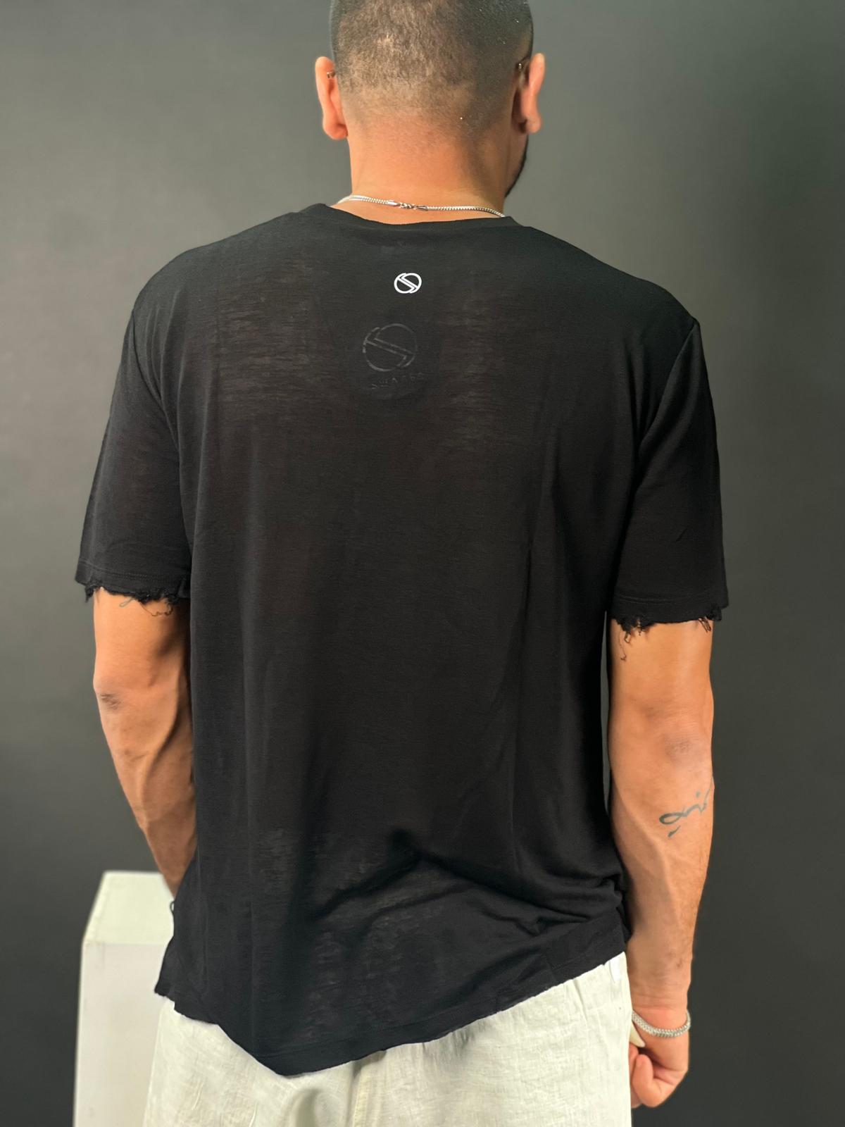 Linen shirt for men with an open neck  in an innovative design-Mielo Collection