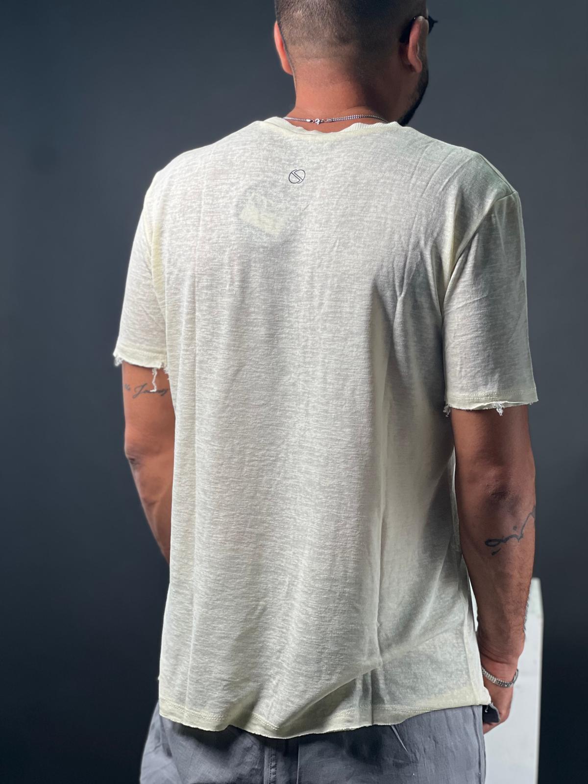 Linen shirt for men with an open neck  in an innovative design-Mielo Collection