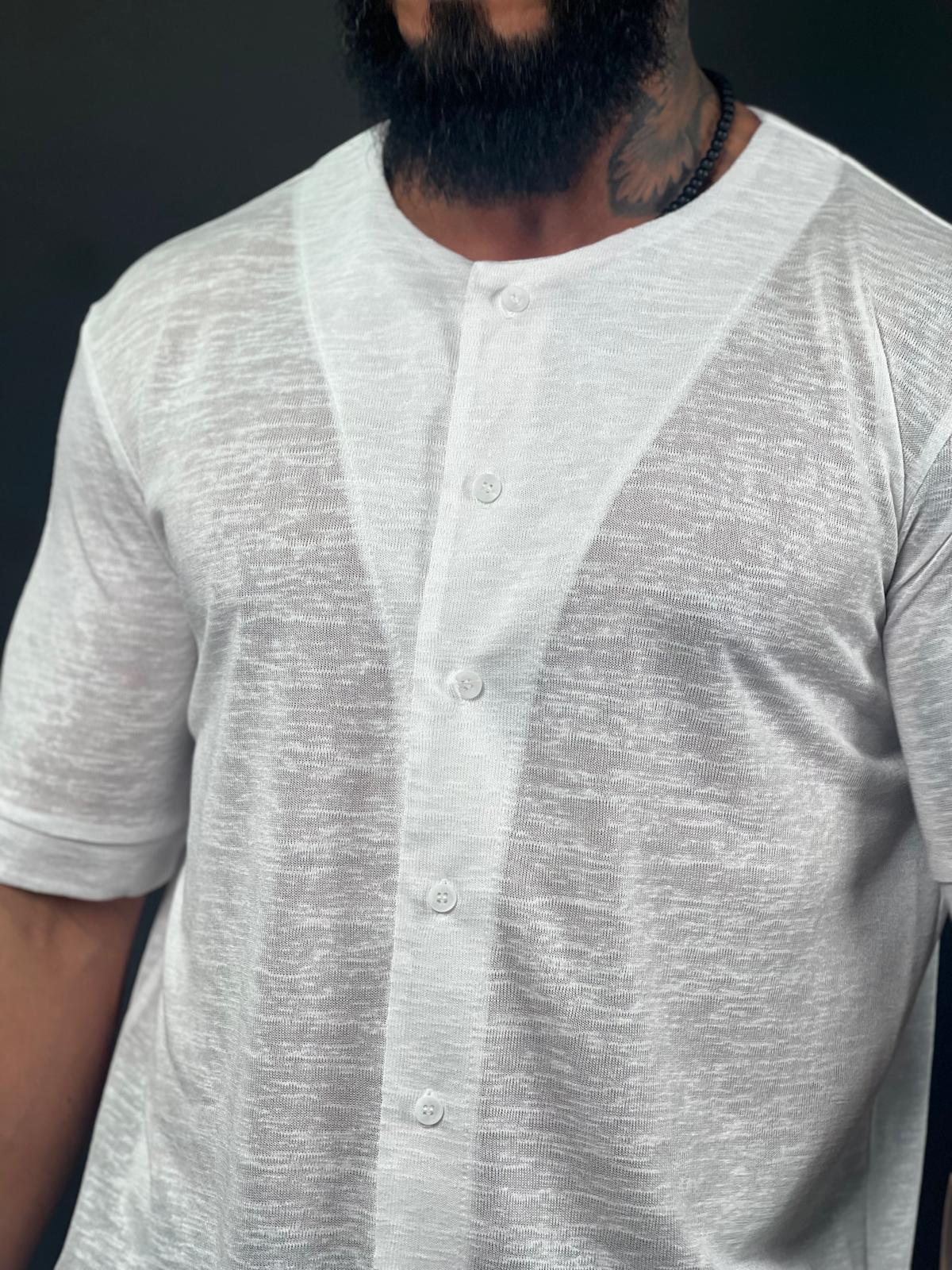 Linen Chinese collar button-up shirt-Mielo Collection