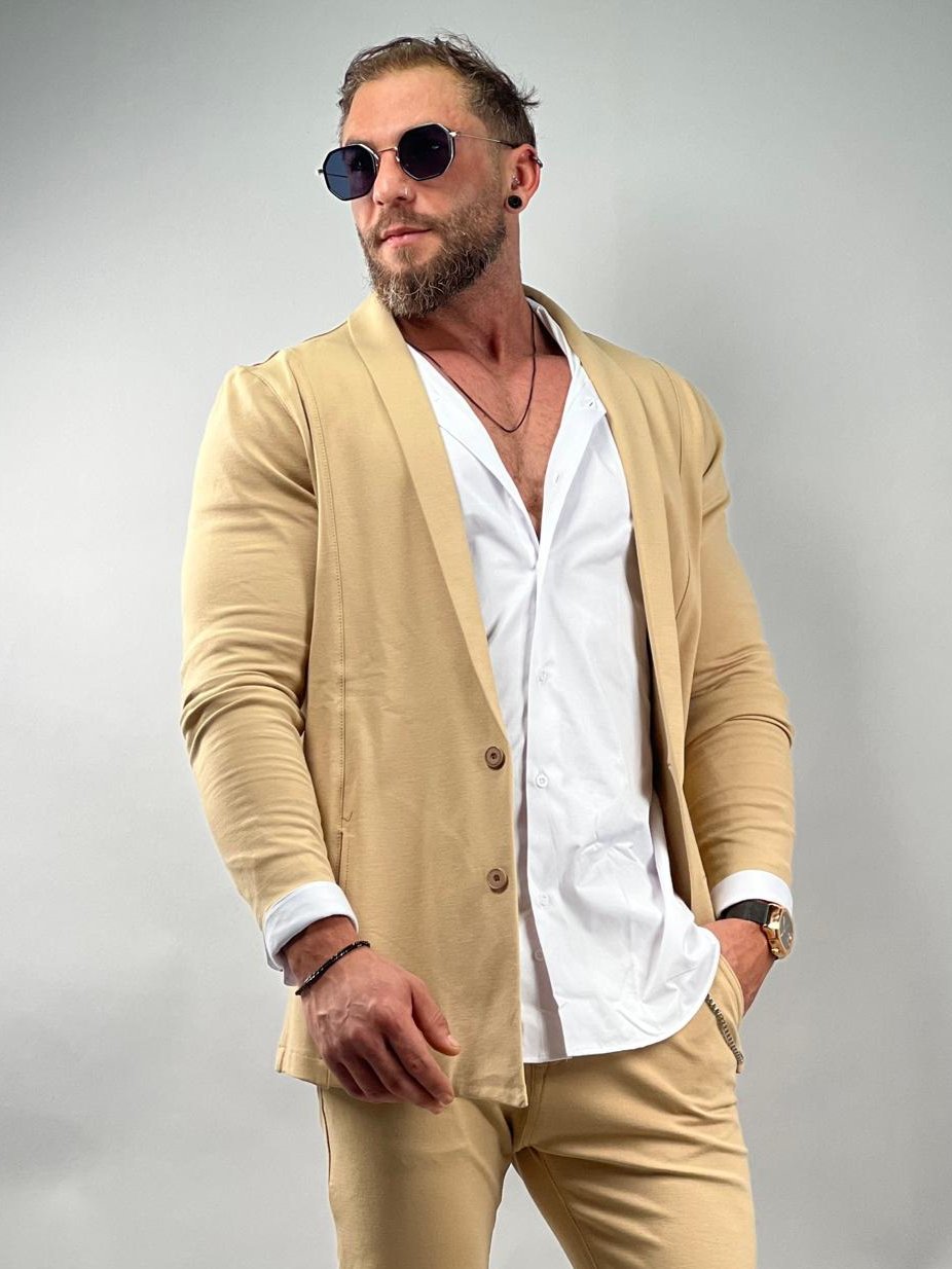 SWAG69 stretch jersey blazer, Light Beige/Brown/Black/Beige - photo 15