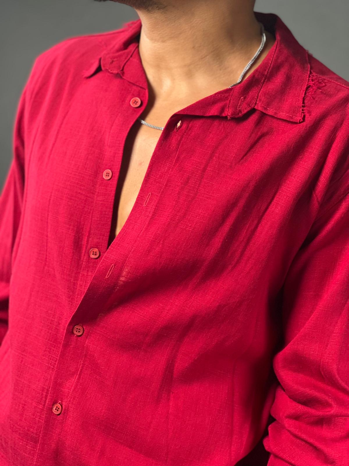 Linen Button-Up Shirt with Long Sleeves - Ward Collection