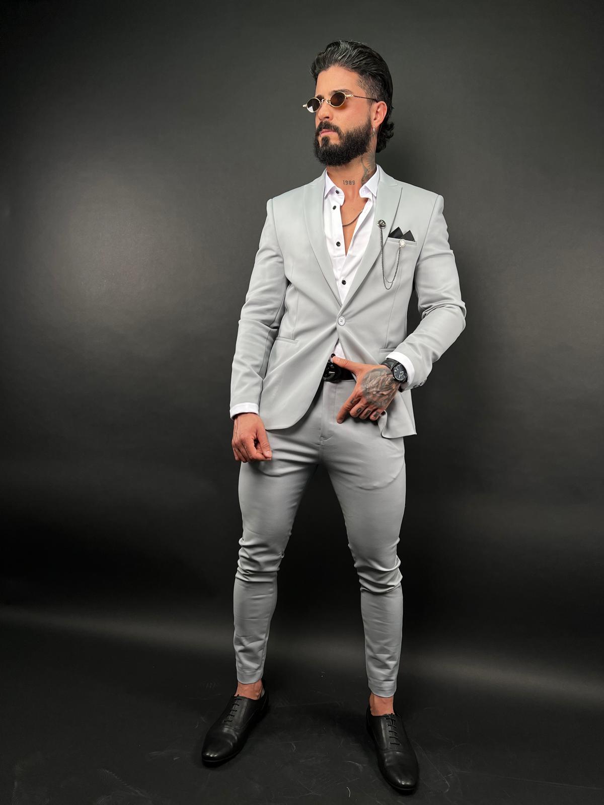 SWAG69 Groom Fit Luxe slim-fit black wedding suit, full look