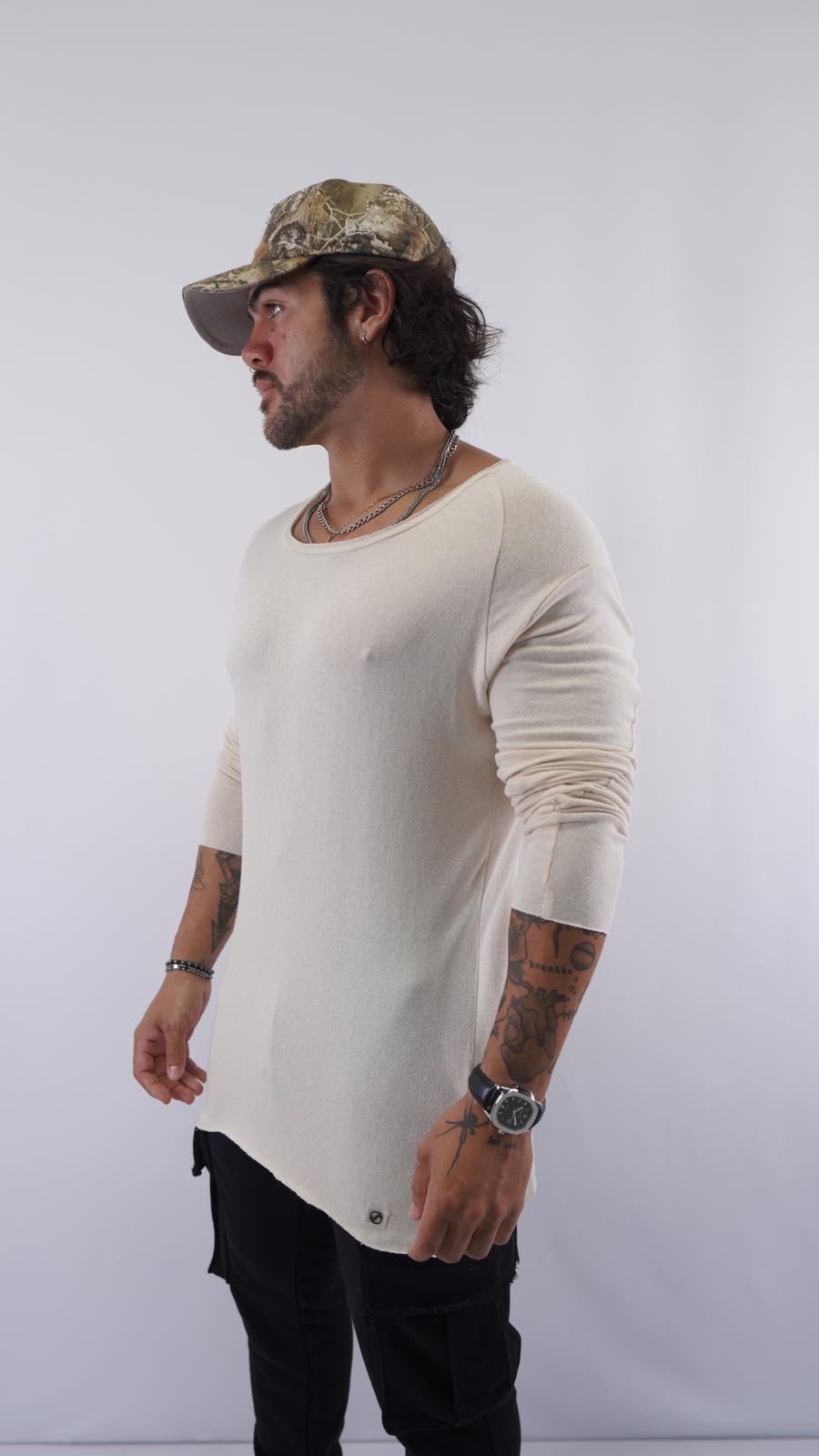 SWAG69 Nina lightweight long sleeve shirt, open collar, White/Khaki/Beige - photo 11