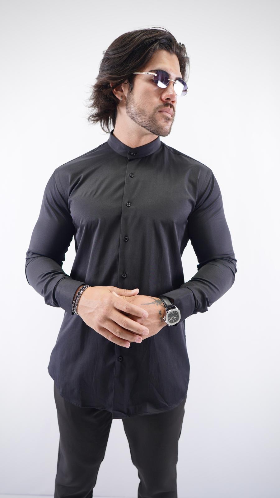 Slim Fit Satin Dress Shirt with Mandarin Collar, SWAG69 men's, photo 7