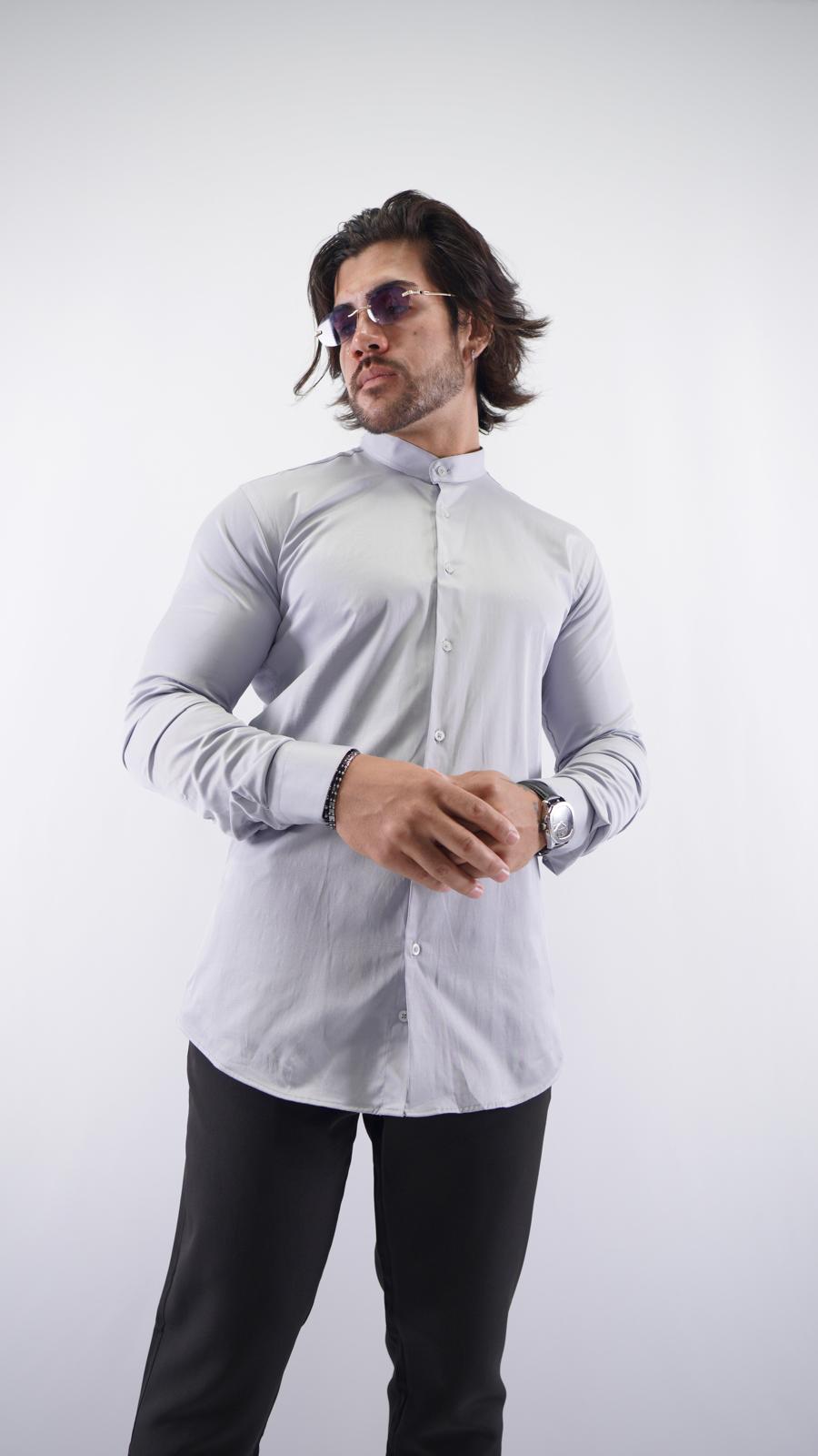 Slim Fit Satin Dress Shirt with Mandarin Collar, SWAG69 men's, photo 10